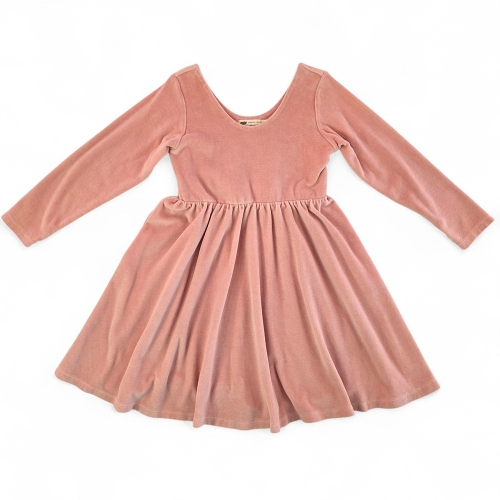 Monica + Andy Velour Velvet Skater Dress Blush Pink Organic Cotton Girls Size 8